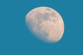 Waxing gibbous moon on blue sky