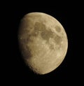Waxing gibbous moon in night sky
