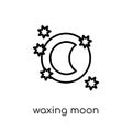 Waxing moon icon from Weather collection.