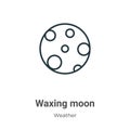 Waxing moon outline vector icon. Thin line black waxing moon icon, flat vector simple element illustration from editable weather