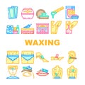 waxing wax hair body beauty icons set vector Royalty Free Stock Photo