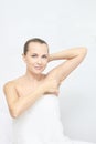 Waxing woman body. Sugar hair removal. laser service epilation. Salon wax beautician procedure Royalty Free Stock Photo