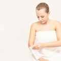 Waxing woman body. Sugar hair removal. laser service epilation. Salon wax beautician procedure Royalty Free Stock Photo