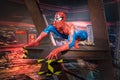 Waxwork of Spiderman on display