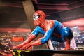 Waxwork of Spiderman on display at Madame Tussauds