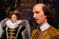 Waxwork statues of William Shakespeare, Madame Tussauds waxwork museum Royalty Free Stock Photo