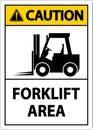 2-Way Caution Forklift Area Sign On White Background