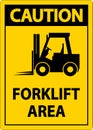 2-Way Caution Forklift Area Sign On White Background