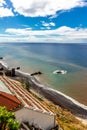 On the way on the city levadas of Funchal with a fantastic view on the Atlantic Ocean Royalty Free Stock Photo