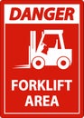 2-Way Danger Forklift Area Sign On White Background
