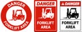 2-Way Danger Forklift Area Sign On White Background