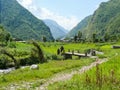 Way between fields to Tatopani, Nepal Royalty Free Stock Photo