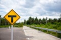 3-Way Intersection sign.Three separate signs .Traffic Signs Royalty Free Stock Photo