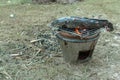 Simple rural cooking with bbq fresh water fish Royalty Free Stock Photo