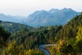 The way and mountain of Doi Angkhang in sunrise time, Chiang Mai Royalty Free Stock Photo