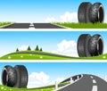 Way through nature with tires