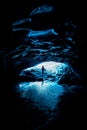 The Way Out - Underneath a Glacier inside an Iceland Ice Cave at Jokurlsarlon Glacier Lagoon Royalty Free Stock Photo