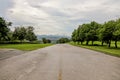 Way in public park is slope on the hill. Royalty Free Stock Photo