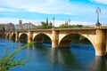 Way of Saint James in Logrono bridge Ebro river