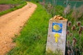 The Way of Saint James shell sign and arrow Royalty Free Stock Photo