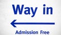 Way in sign admission free Royalty Free Stock Photo