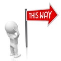 This way - signpost with one arrow, cartoon character Royalty Free Stock Photo