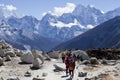 Way to Everest base camp, Khumbu valley, Sagarmatha national park, Nepalese himalayas Royalty Free Stock Photo