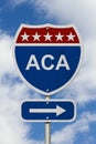 Way to get the Affordable Care Act Road Sign Royalty Free Stock Photo