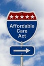 Way to get the Affordable Care Act Road Sign Royalty Free Stock Photo