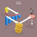 A way to the goal isometric flat vector illustration. Royalty Free Stock Photo