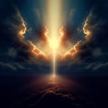 Way to heaven. Humility and encouragement. Divine Light and Holy Cross Royalty Free Stock Photo