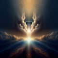 Way to heaven. Humility and encouragement. Divine Light and Holy Cross Royalty Free Stock Photo