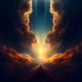 Way to heaven. Humility and encouragement. Divine Light and Holy Cross Royalty Free Stock Photo