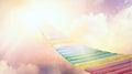 Way to sky . Sunset or sunrise with clouds, light rays and other atmospheric effect . Royalty Free Stock Photo