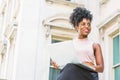 Young African American woman working in New York Royalty Free Stock Photo