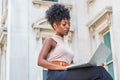 Young African American woman working in New York Royalty Free Stock Photo