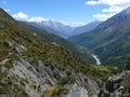 Way to Tilicho base camp, view to Manaslu, Nepal