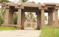 Way to Ugra Narsimha or Lakshmi Narsimha temple at Hampi. The man-lion avatar of Lord Vishnu - seated in a yoga position Royalty Free Stock Photo