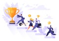 Road to success. Group of different running businessmen to achieve results, goals and enrichment. Business competition concept. Royalty Free Stock Photo