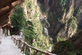 Stone Steep Steps . Trekking walking hiking Huangshan Mountain. Royalty Free Stock Photo