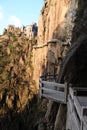 Stone Steep Steps . Trekking walking hiking Huangshan Mountain. Royalty Free Stock Photo