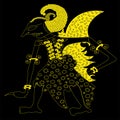 Arjuna's Golden Leather Puppet  black background Royalty Free Stock Photo