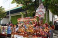 Wayang Kulit sellers on the streets, while exhibiting their selling products in Tegal / Central Java, Indonesia,