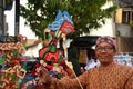 Wayang Kulit sellers on the streets, while exhibiting their selling products in Tegal / Central Java, Indonesia,