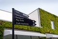 Wayfinder directional signage at Ashford Outlet Center, Kent, England, UK. Toilets, Restaurant etc.