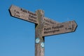 A wayfinding signpost in the English countryside