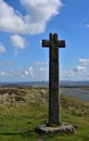 Waymarker Stone Cross on Moorland in Northern England