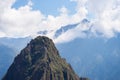 Wayna Picchu mountain peak over Machu Picchu, Peru Royalty Free Stock Photo