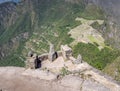 Wayna Picchu, Peru MAY 29 2012: View of Machu Picchu from the top of Wayna Picchu. Royalty Free Stock Photo