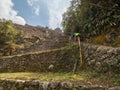 Waynapicchu terraces at the top of the mountain, Royalty Free Stock Photo